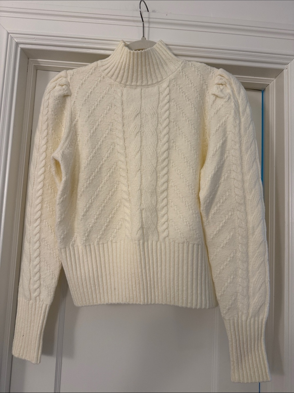 Cream Cable-Knit Mock Neck Sweater NWT